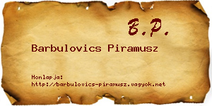 Barbulovics Piramusz névjegykártya